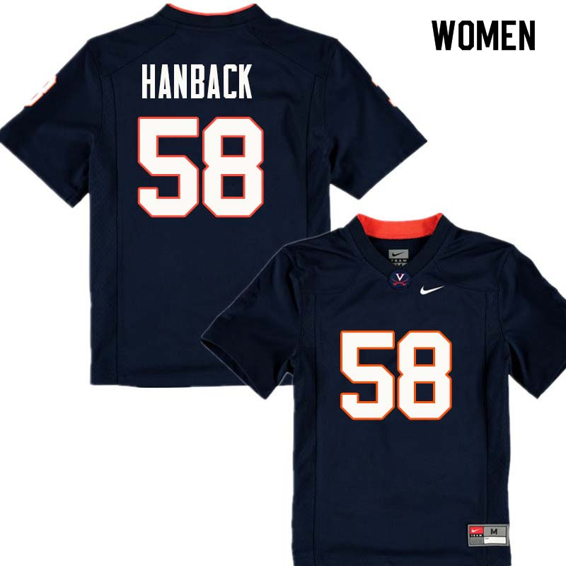 Women #58 Eli Hanback Virginia Cavaliers College Football Jerseys Sale-Navy - Click Image to Close
